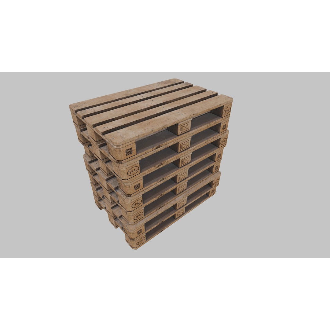 Wooden Pallets 3D Model – Low Poly Game Asset, FBX & OBJ Formats - View 15