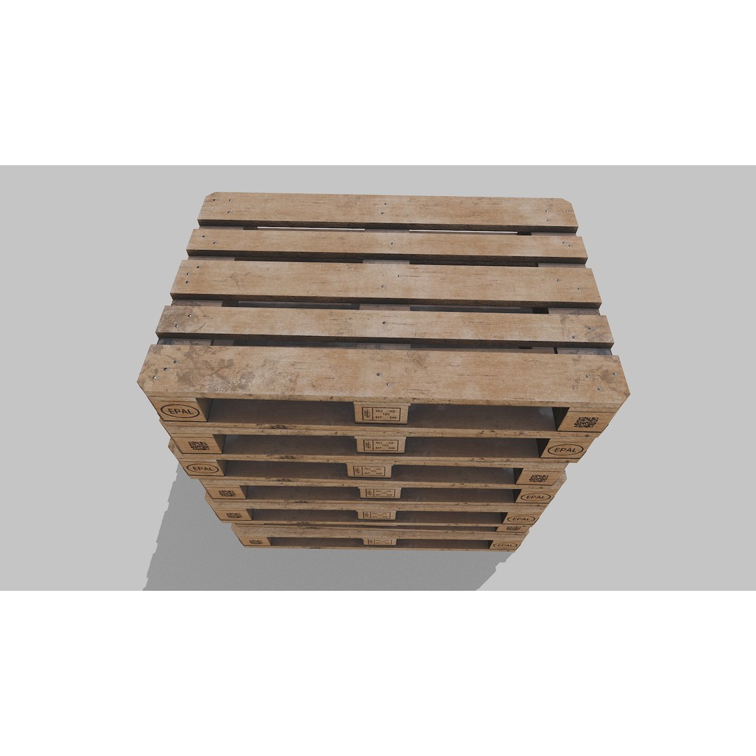 Wooden Pallets 3D Model – Low Poly Game Asset, FBX & OBJ Formats - View 16
