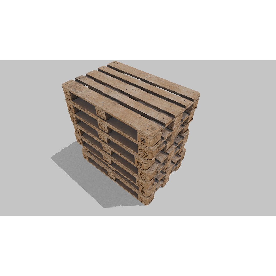 Wooden Pallets 3D Model – Low Poly Game Asset, FBX & OBJ Formats - View 17