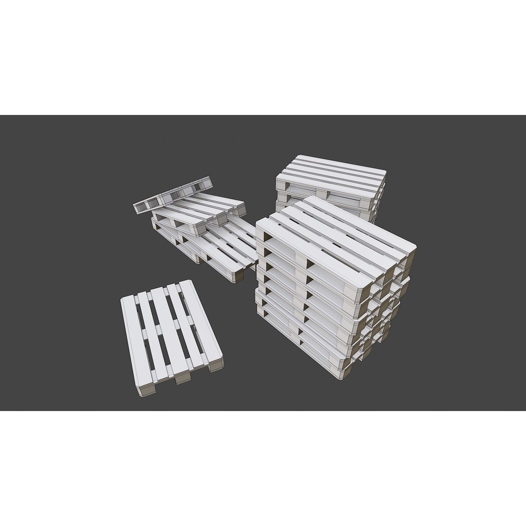 Wooden Pallets 3D Model – Low Poly Game Asset, FBX & OBJ Formats - View 19