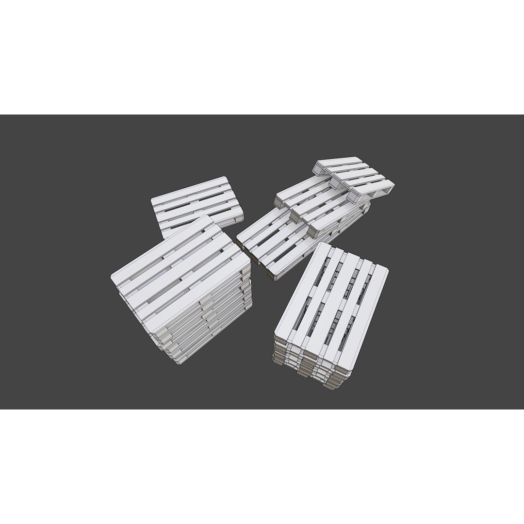 Wooden Pallets 3D Model – Low Poly Game Asset, FBX & OBJ Formats - View 20
