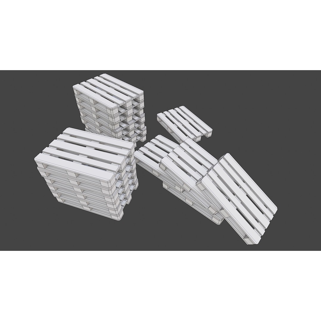 Wooden Pallets 3D Model – Low Poly Game Asset, FBX & OBJ Formats - View 22