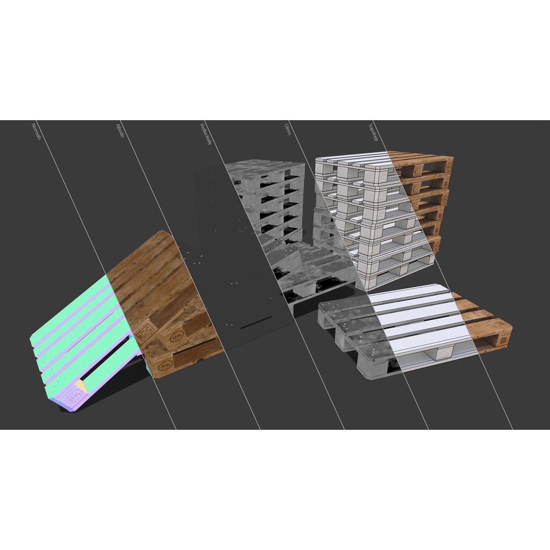 Wooden Pallets 3D Model – Low Poly Game Asset, FBX & OBJ Formats - View 23