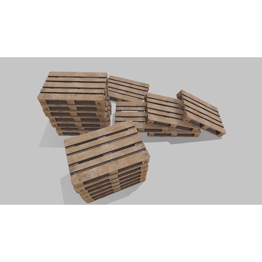 Wooden Pallets 3D Model – Low Poly Game Asset, FBX & OBJ Formats - View 4