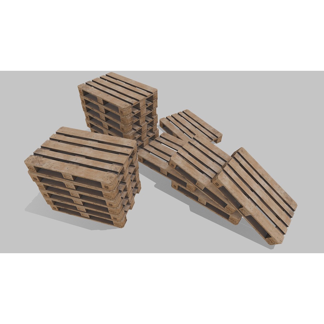 Wooden Pallets 3D Model – Low Poly Game Asset, FBX & OBJ Formats - View 5