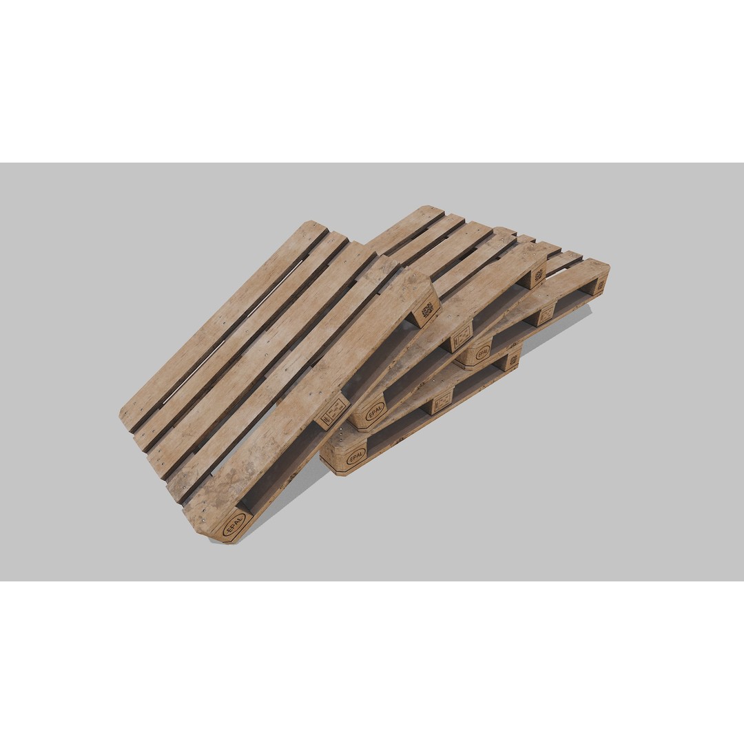 Wooden Pallets 3D Model – Low Poly Game Asset, FBX & OBJ Formats - View 9