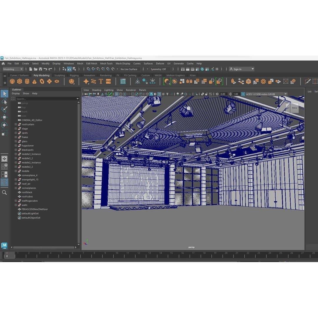 Fair Exhibition Hall 3D Model – Architectural Showroom, Cinema4D R25