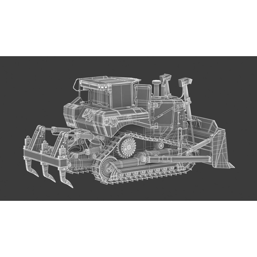 Caterpillar D7 Dozer 3D Model – High Poly Game Asset, FBX, OBJ - View 24