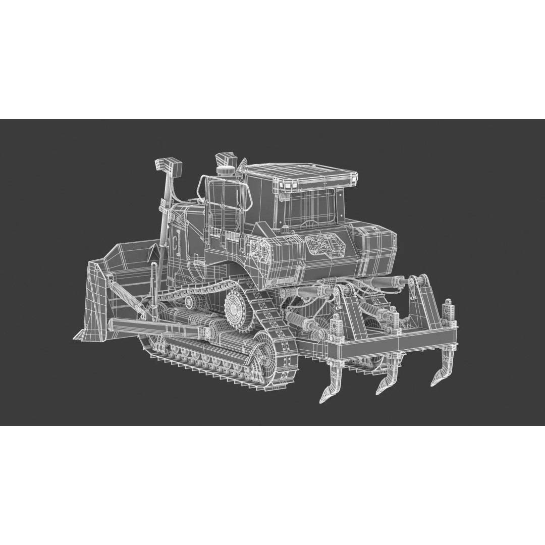 Caterpillar D7 Dozer 3D Model – High Poly Game Asset, FBX, OBJ - View 26
