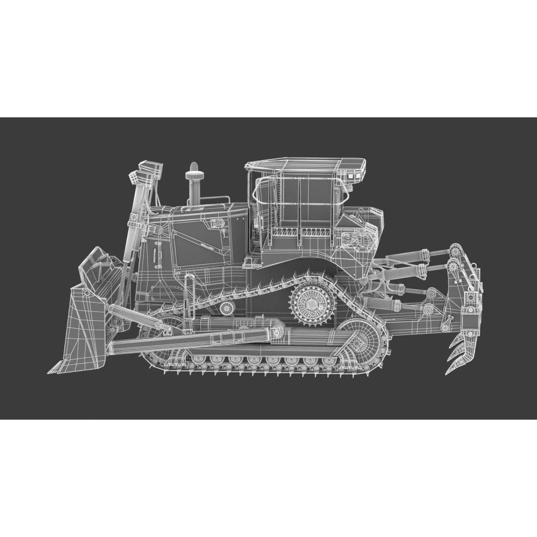 Caterpillar D7 Dozer 3D Model – High Poly Game Asset, FBX, OBJ - View 27