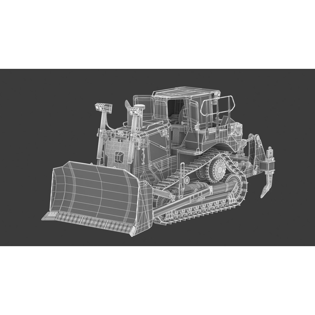 Caterpillar D7 Dozer 3D Model – High Poly Game Asset, FBX, OBJ - View 28