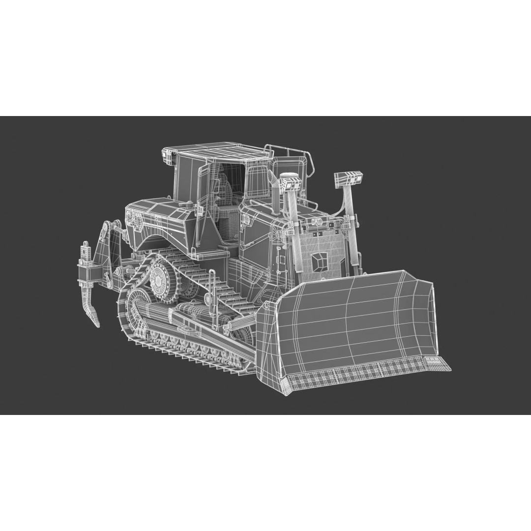 Caterpillar D7 Dozer 3D Model – High Poly Game Asset, FBX, OBJ - View 30