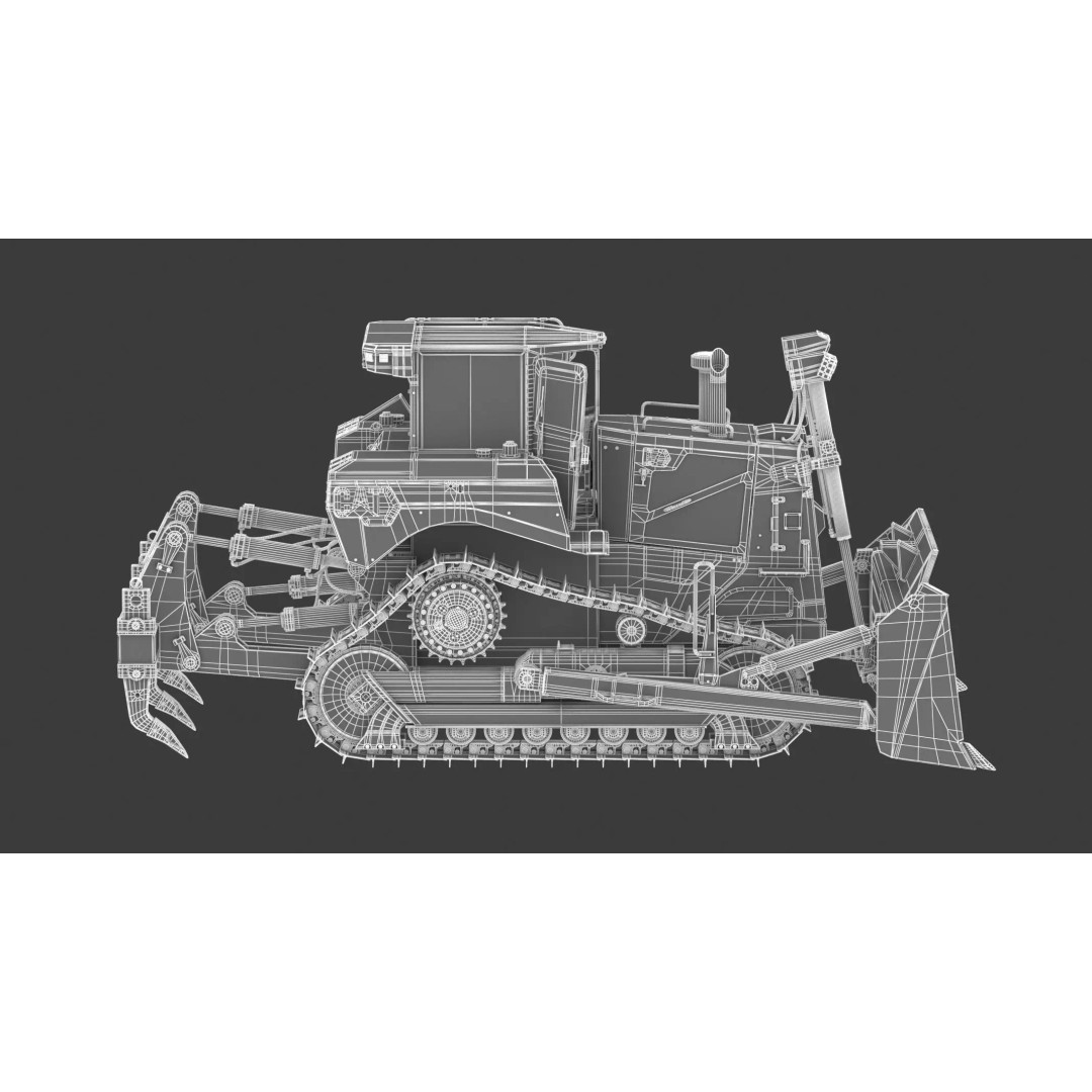 Caterpillar D7 Dozer 3D Model – High Poly Game Asset, FBX, OBJ - View 31