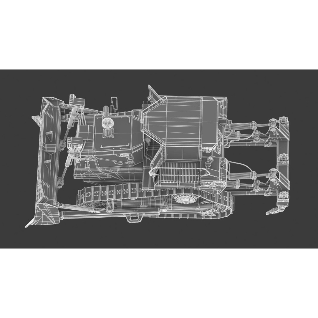 Caterpillar D7 Dozer 3D Model – High Poly Game Asset, FBX, OBJ - View 33