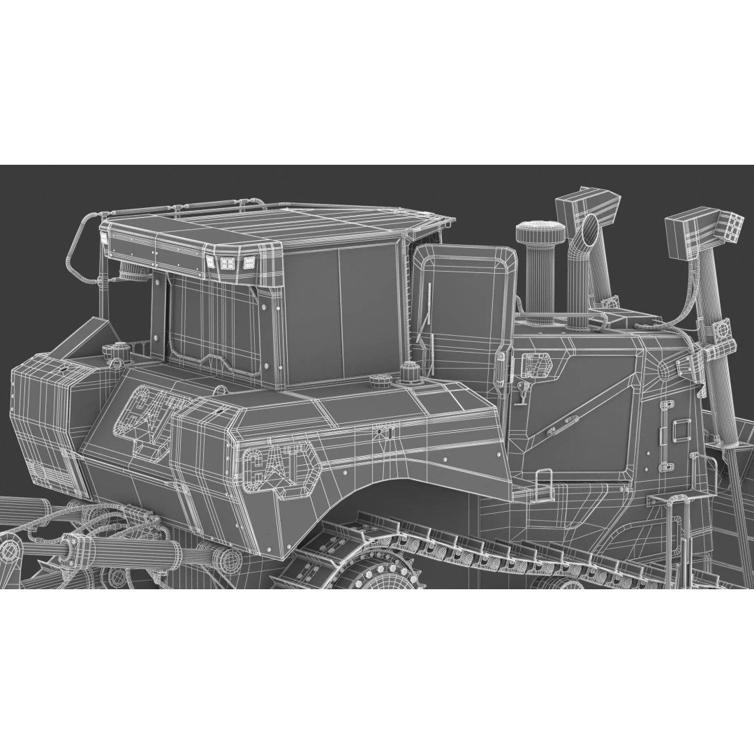 Caterpillar D7 Dozer 3D Model – High Poly Game Asset, FBX, OBJ - View 34