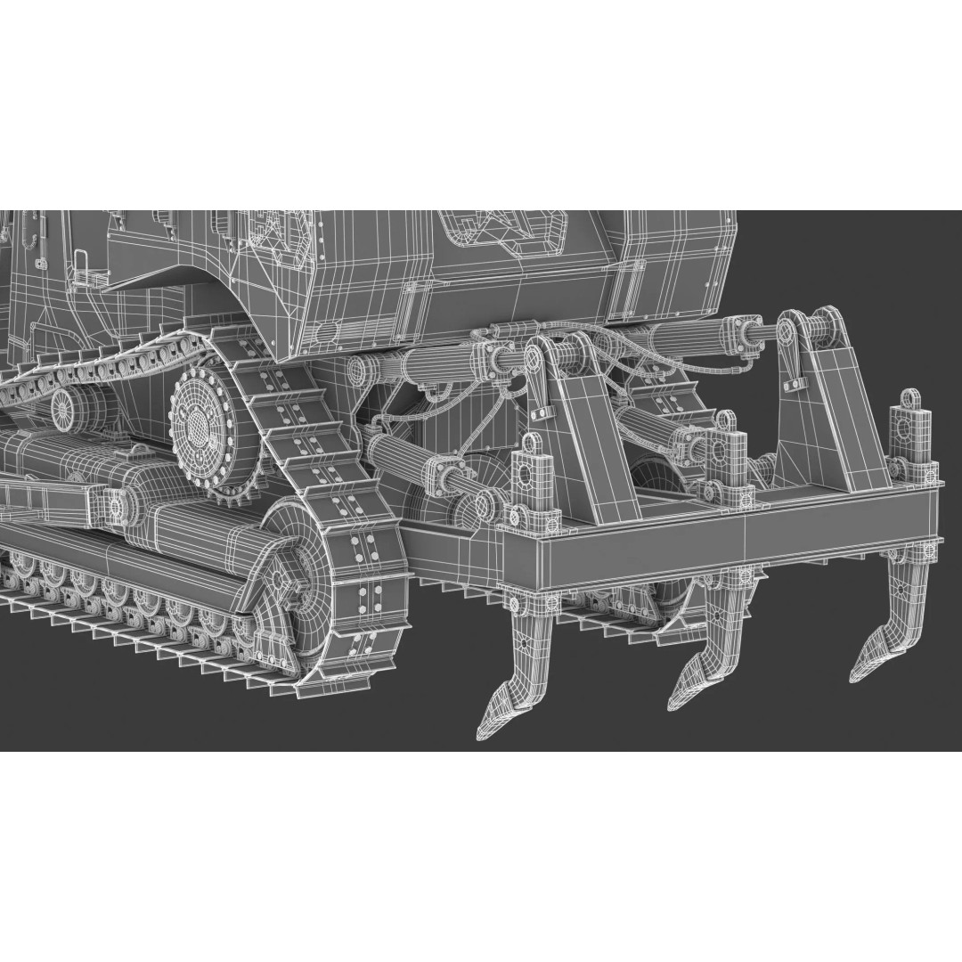 Caterpillar D7 Dozer 3D Model – High Poly Game Asset, FBX, OBJ - View 36