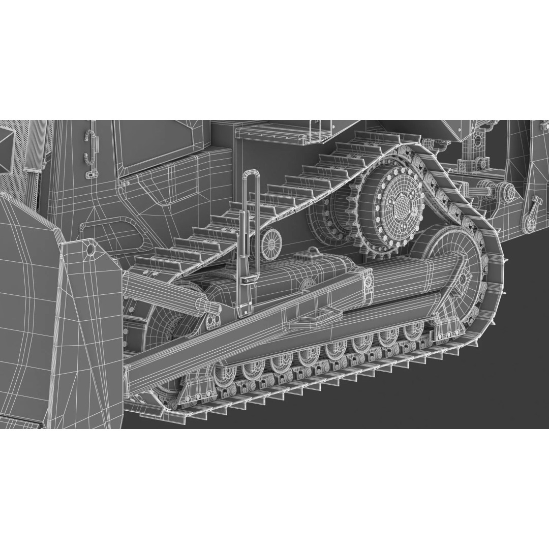 Caterpillar D7 Dozer 3D Model – High Poly Game Asset, FBX, OBJ - View 38