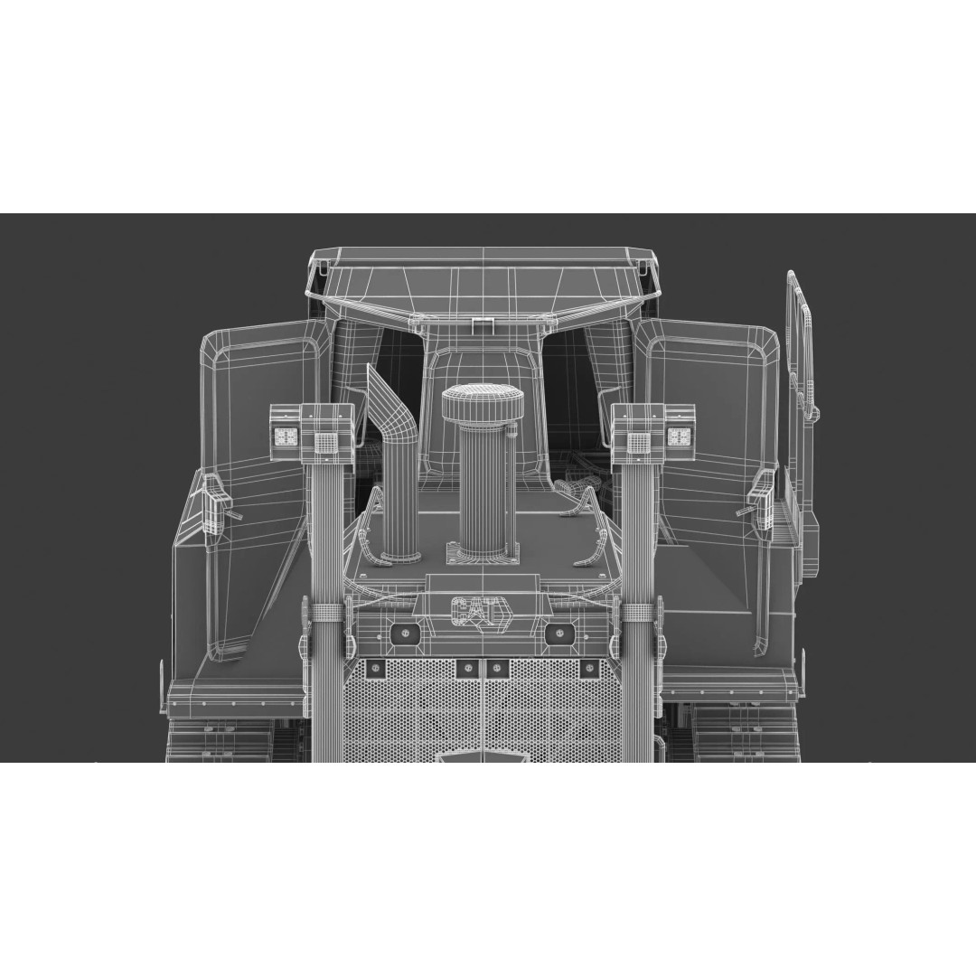 Caterpillar D7 Dozer 3D Model – High Poly Game Asset, FBX, OBJ - View 39