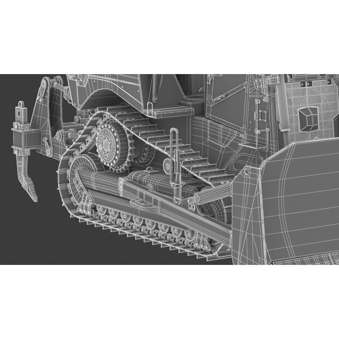 Caterpillar D7 Dozer 3D Model – High Poly Game Asset, FBX, OBJ - View 40