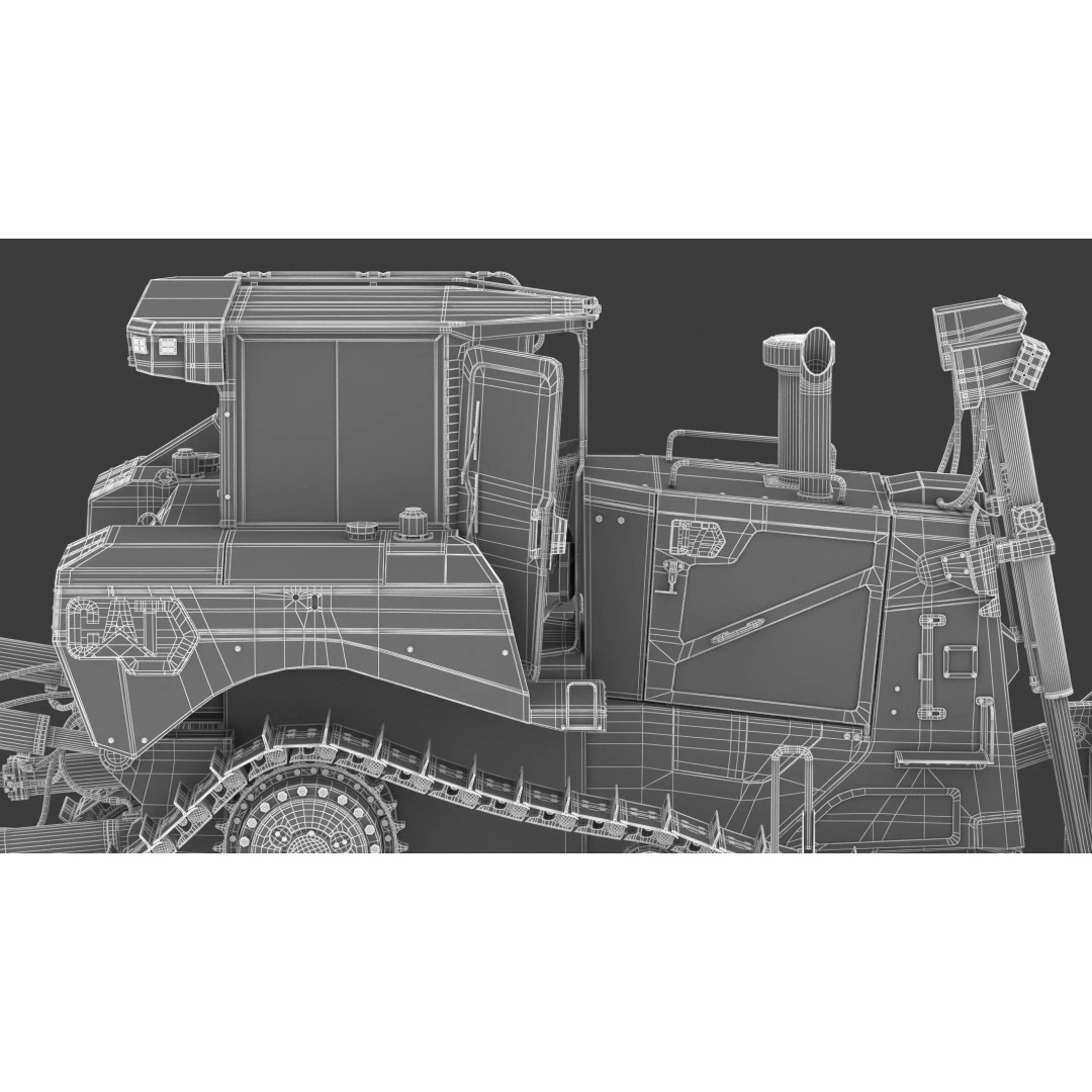 Caterpillar D7 Dozer 3D Model – High Poly Game Asset, FBX, OBJ - View 41