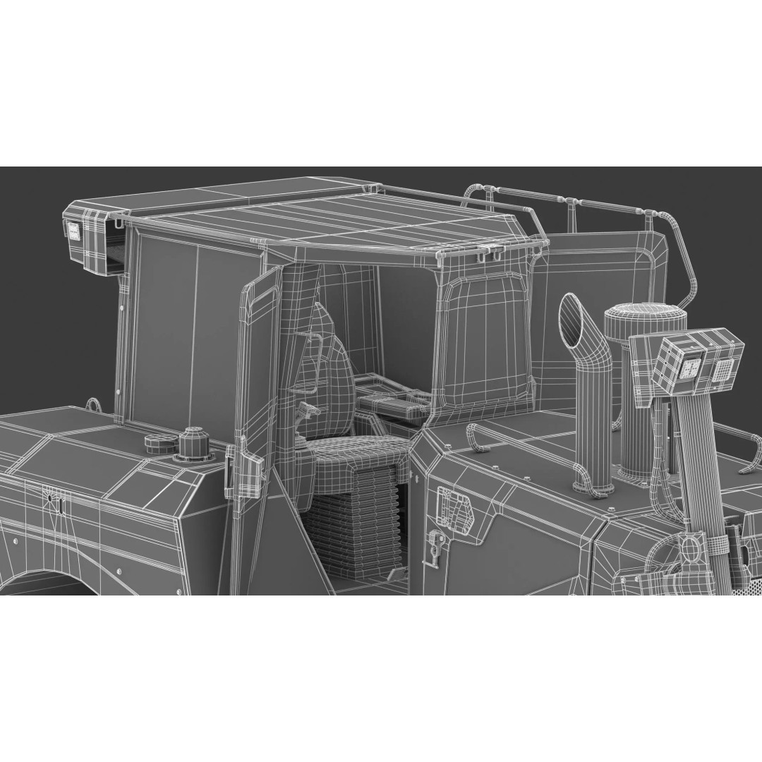 Caterpillar D7 Dozer 3D Model – High Poly Game Asset, FBX, OBJ - View 44