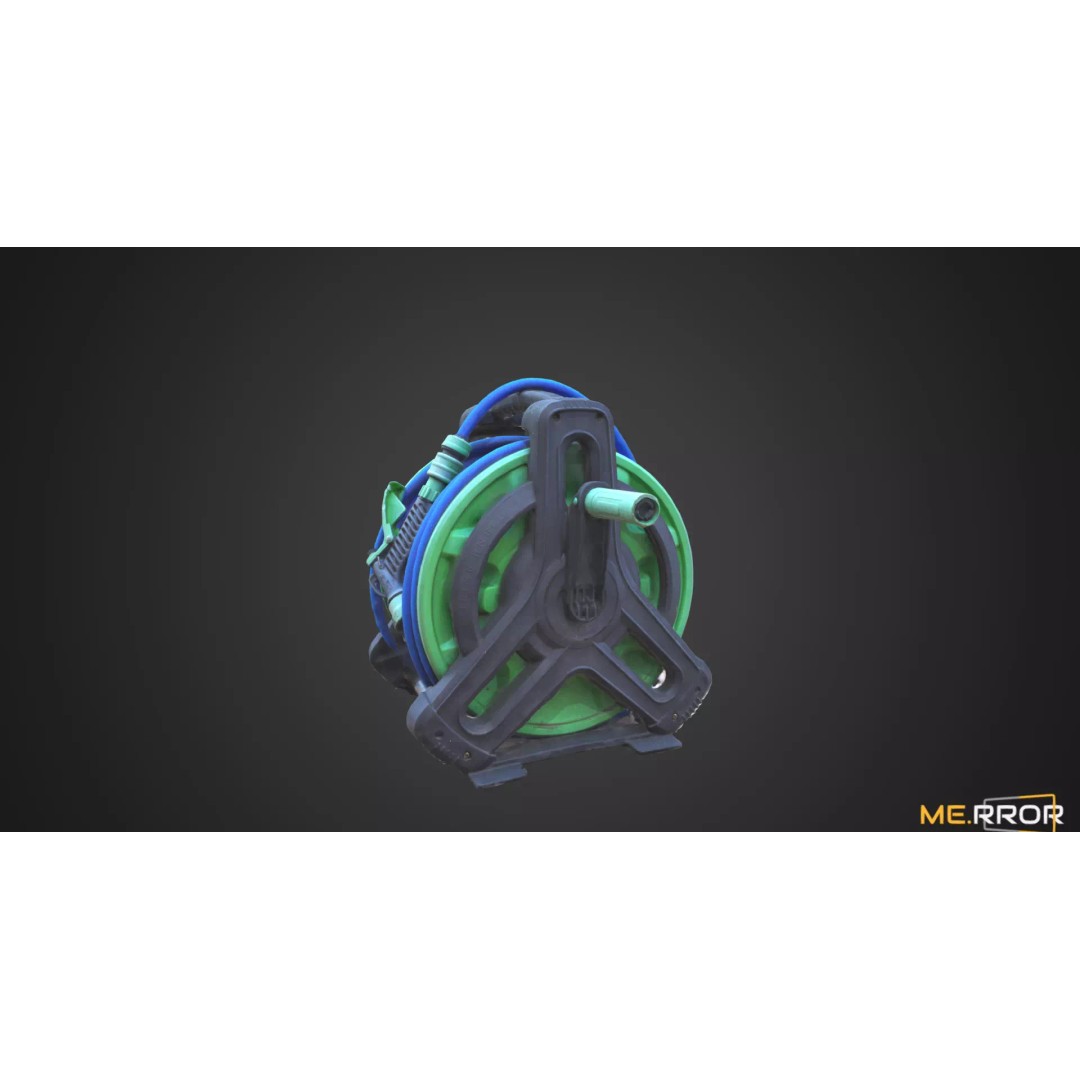 Hose Reel 3D Model – High Poly Scanned Asset, FBX, OBJ, Blender - View 2
