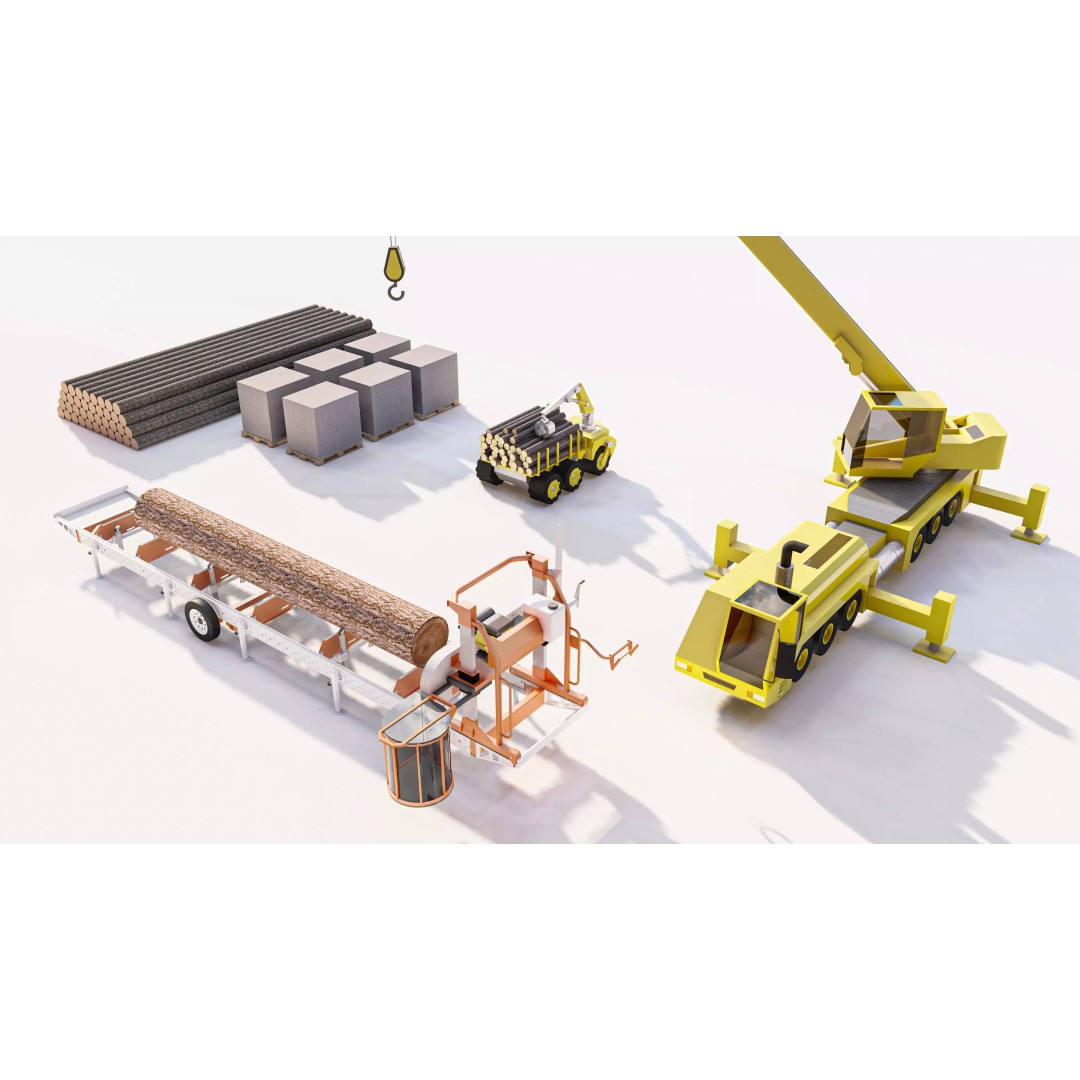 Log Loader Truck 3D Model – High Detail Timber Transport Vehicle Set - View 2
