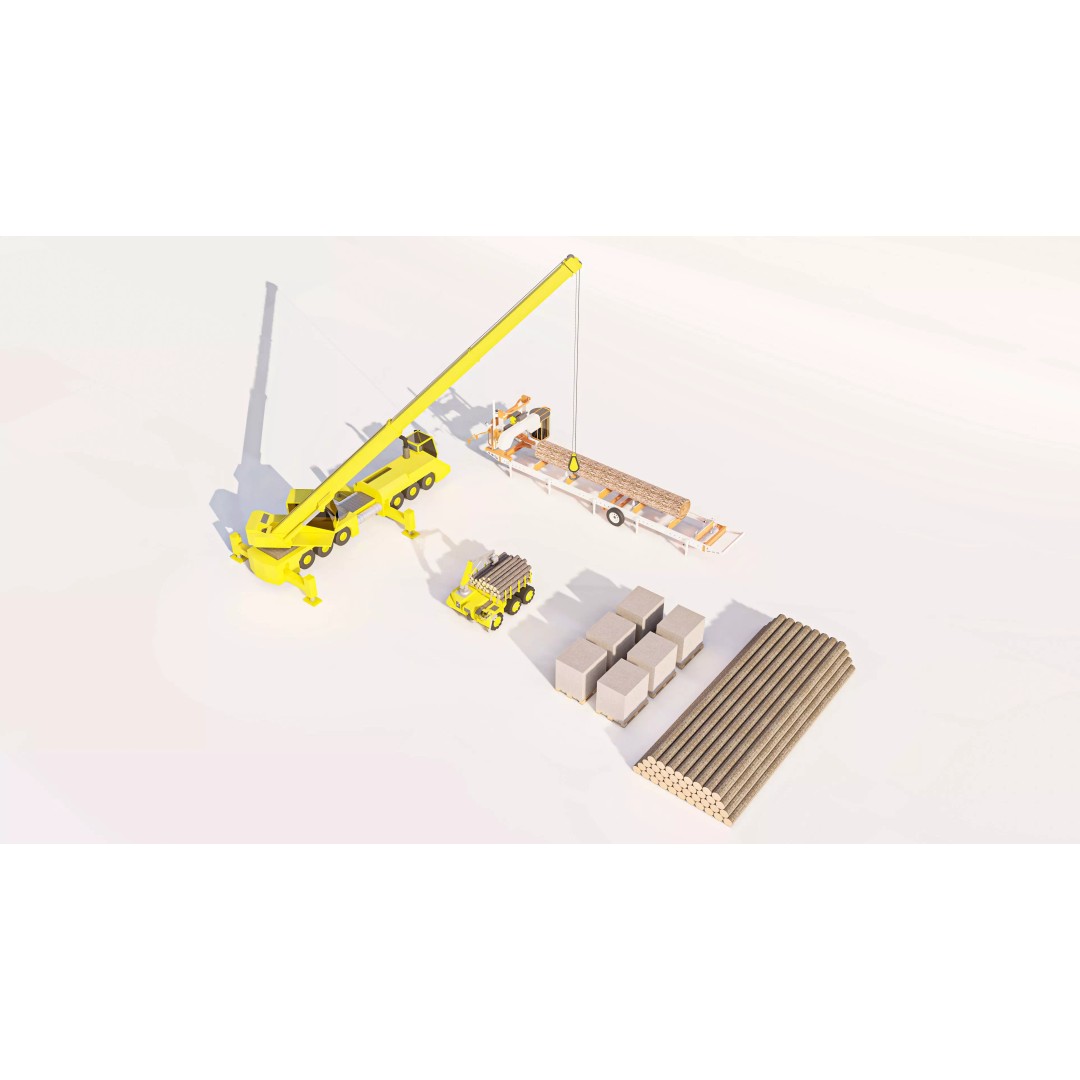 Log Loader Truck 3D Model – High Detail Timber Transport Vehicle Set - View 4