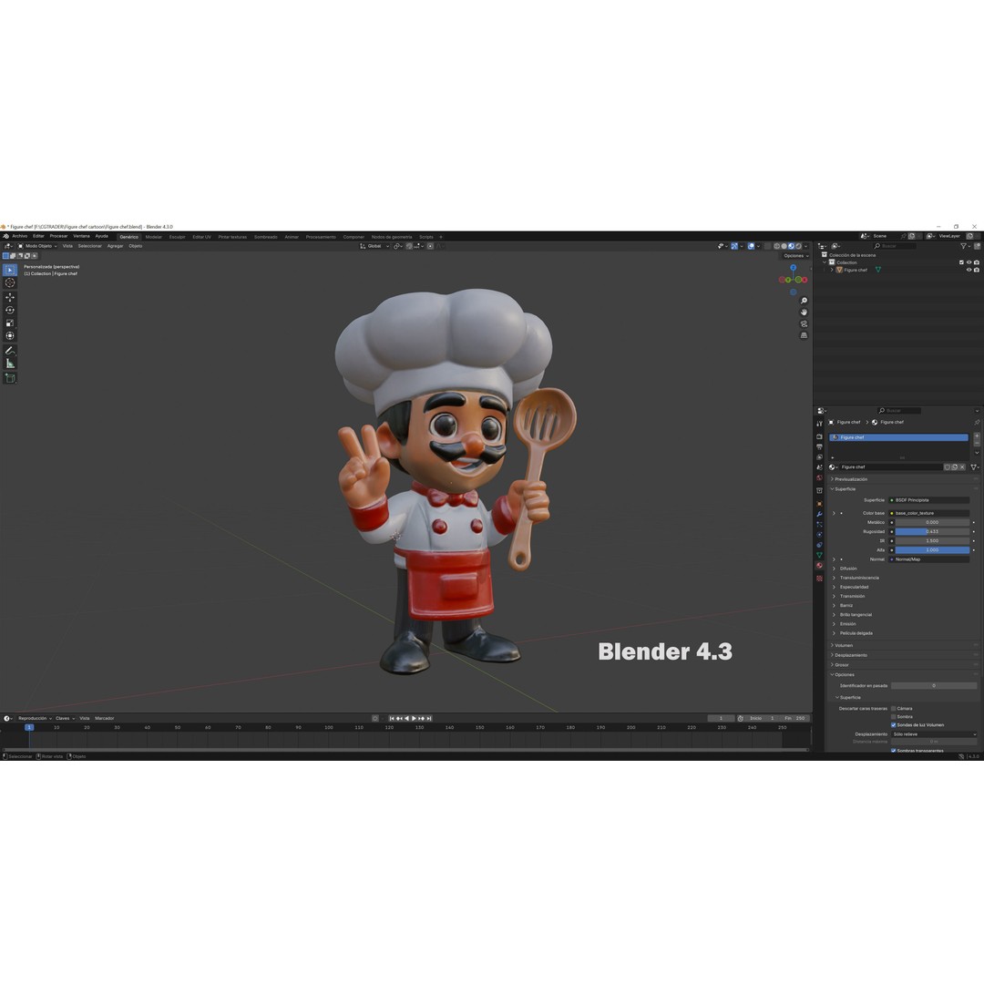 Chef 3D Model – Low Poly Cartoon Character, FBX, OBJ, Blender