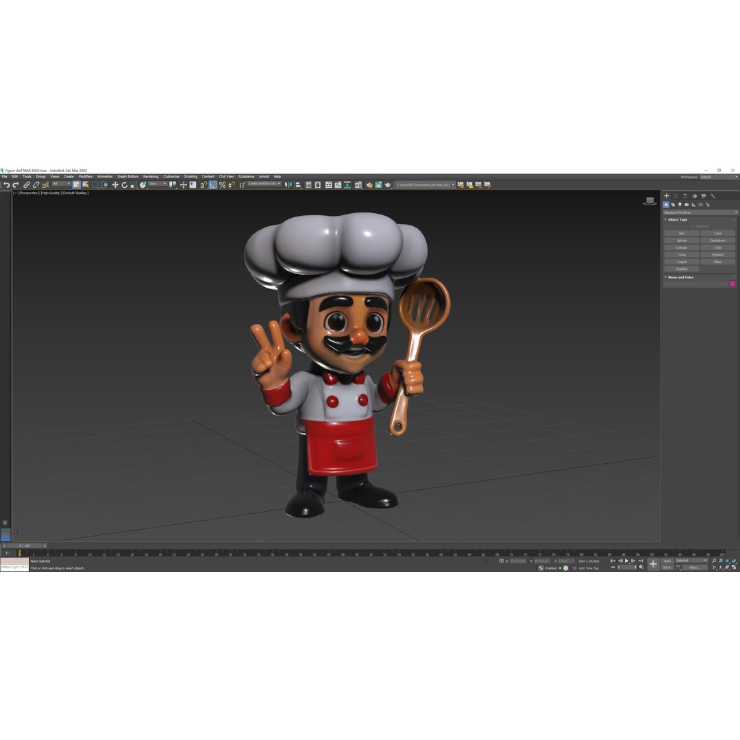 Chef 3D Model – Low Poly Cartoon Character, FBX, OBJ, Blender - View 11