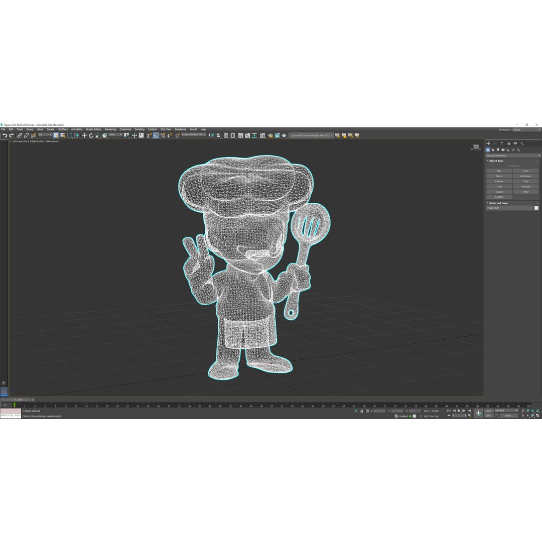 Chef 3D Model – Low Poly Cartoon Character, FBX, OBJ, Blender - View 12