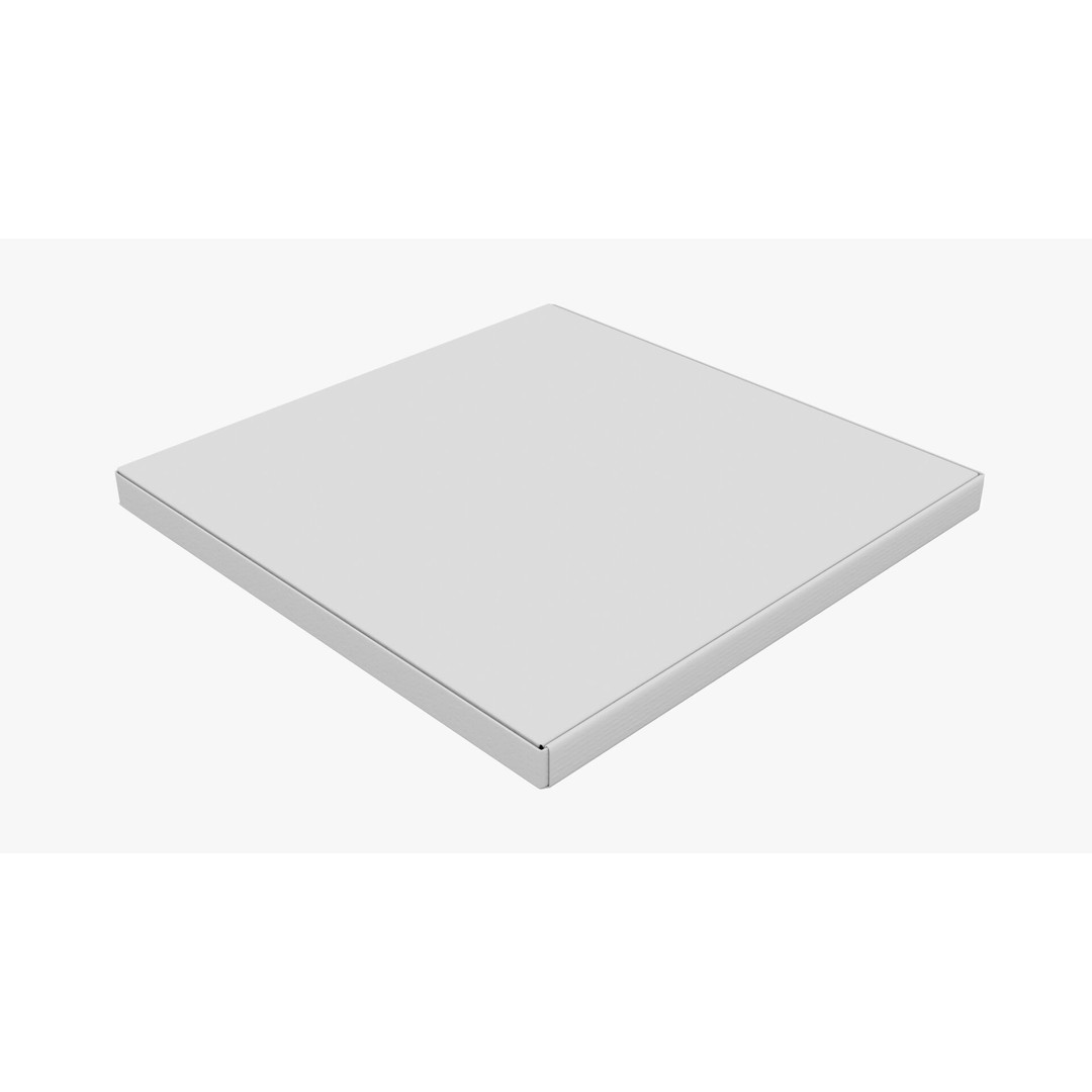 12 in White Paper Pizza Box 3D Model – PBR Textured, Game-Ready Formats - View 9