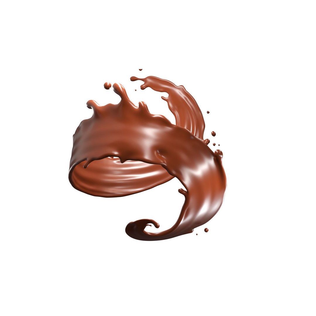 Chocolate Splash 3D Model – Realistic Liquid Beverage, Blender, FBX - View 4