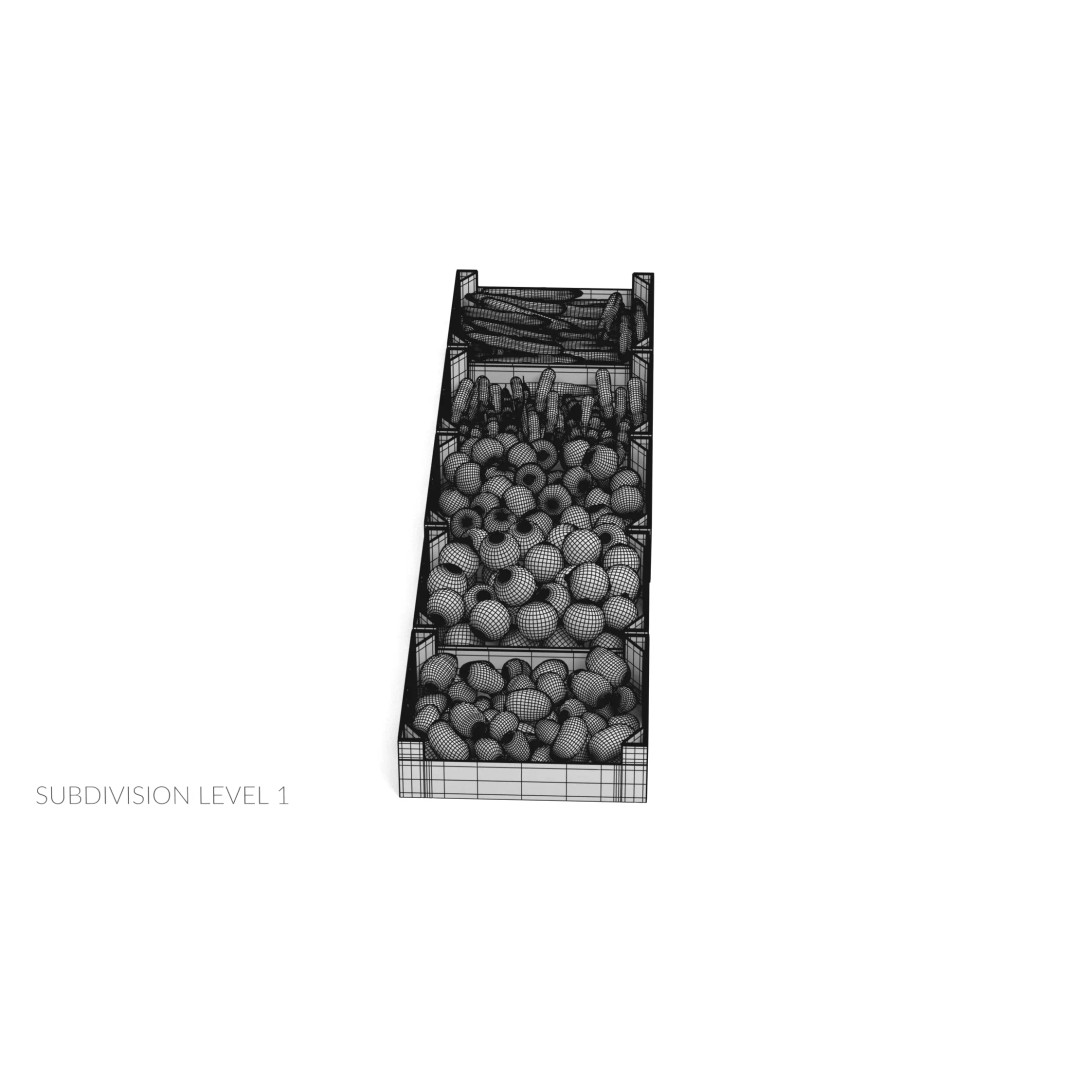 Vegetable 3D Model – Realistic Filled Cardboard Produce Crates
