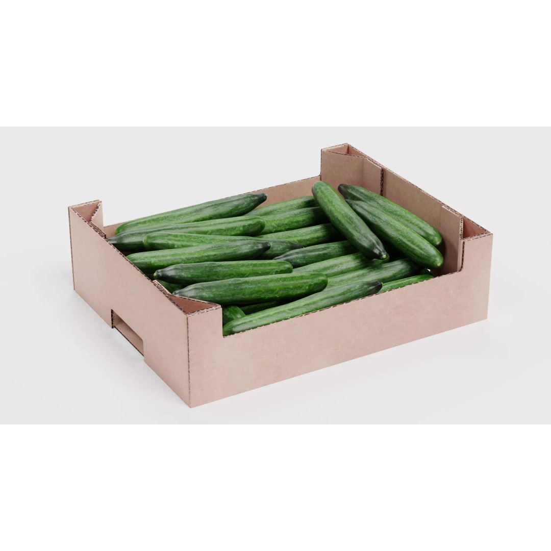 Vegetable 3D Model – Realistic Filled Cardboard Produce Crates - View 11