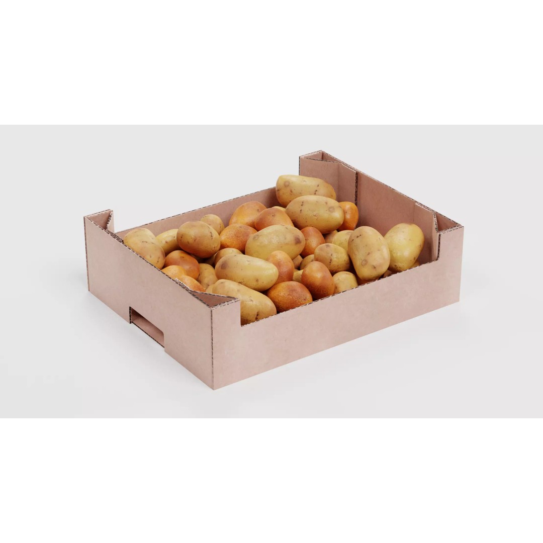 Vegetable 3D Model – Realistic Filled Cardboard Produce Crates - View 13