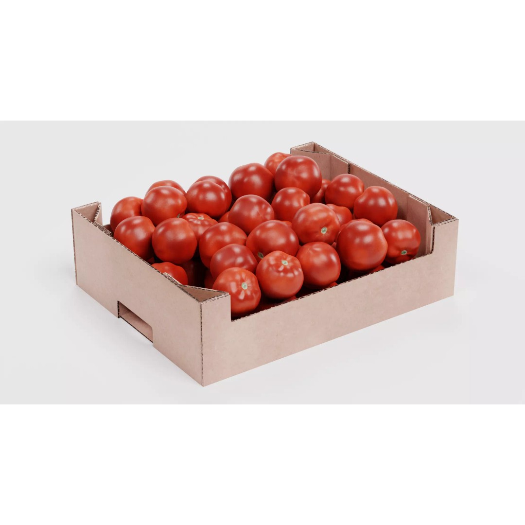 Vegetable 3D Model – Realistic Filled Cardboard Produce Crates - View 14