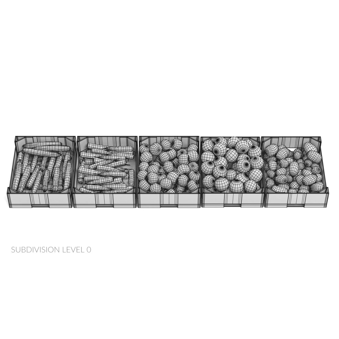 Vegetable 3D Model – Realistic Filled Cardboard Produce Crates - View 18