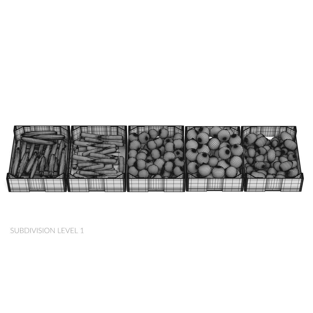 Vegetable 3D Model – Realistic Filled Cardboard Produce Crates - View 19