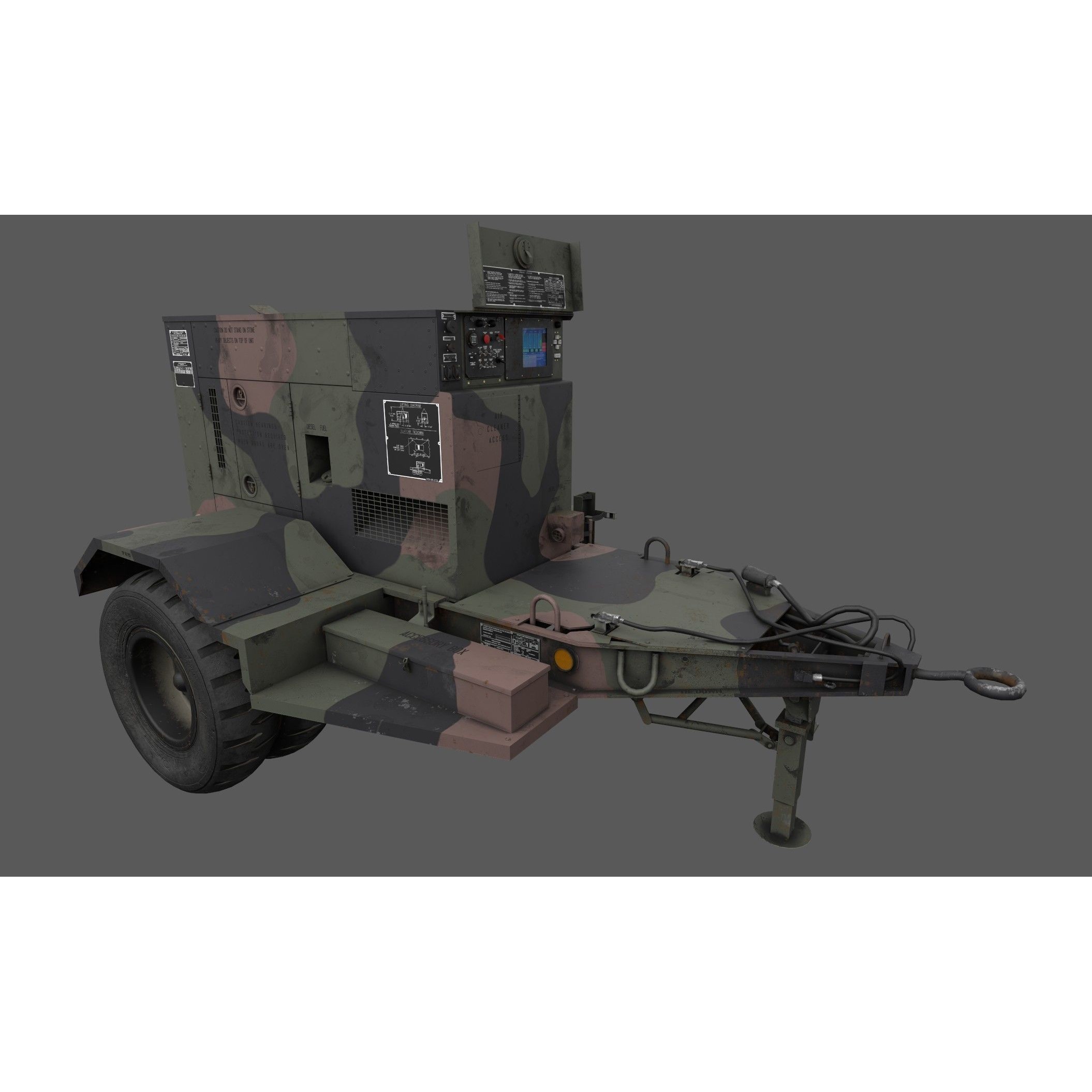 Power Generator Trailer MEP - Low-Poly Game-Ready 3D Model - View 12