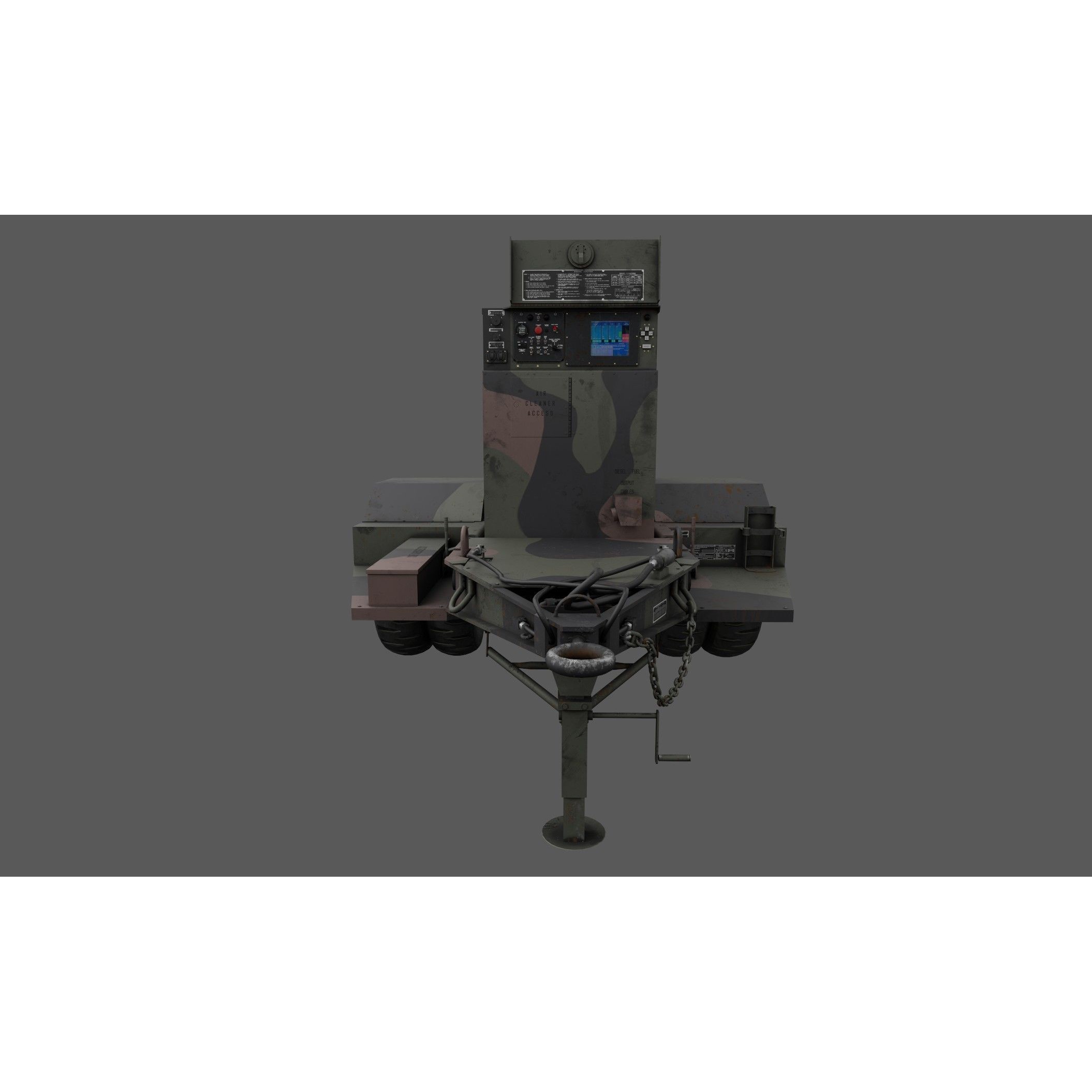 Power Generator Trailer MEP - Low-Poly Game-Ready 3D Model - View 14