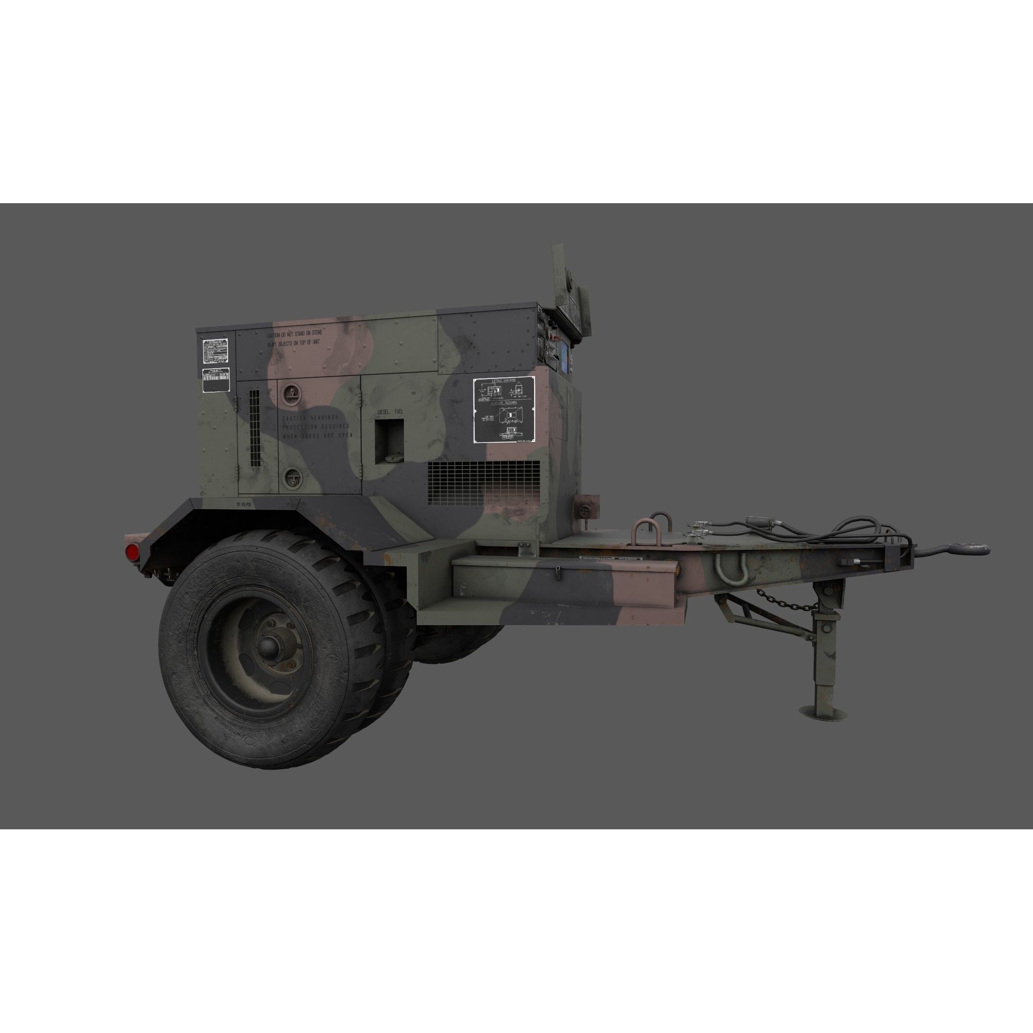 Power Generator Trailer MEP - Low-Poly Game-Ready 3D Model - View 17