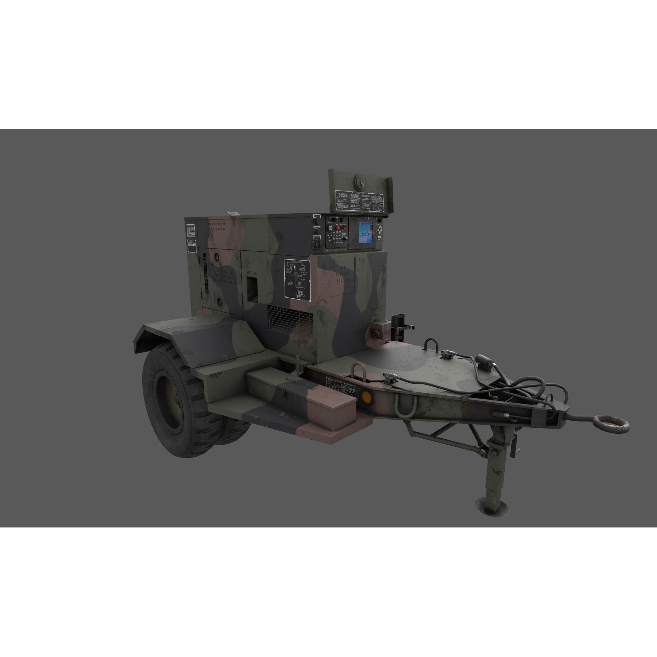Power Generator Trailer MEP - Low-Poly Game-Ready 3D Model - View 19