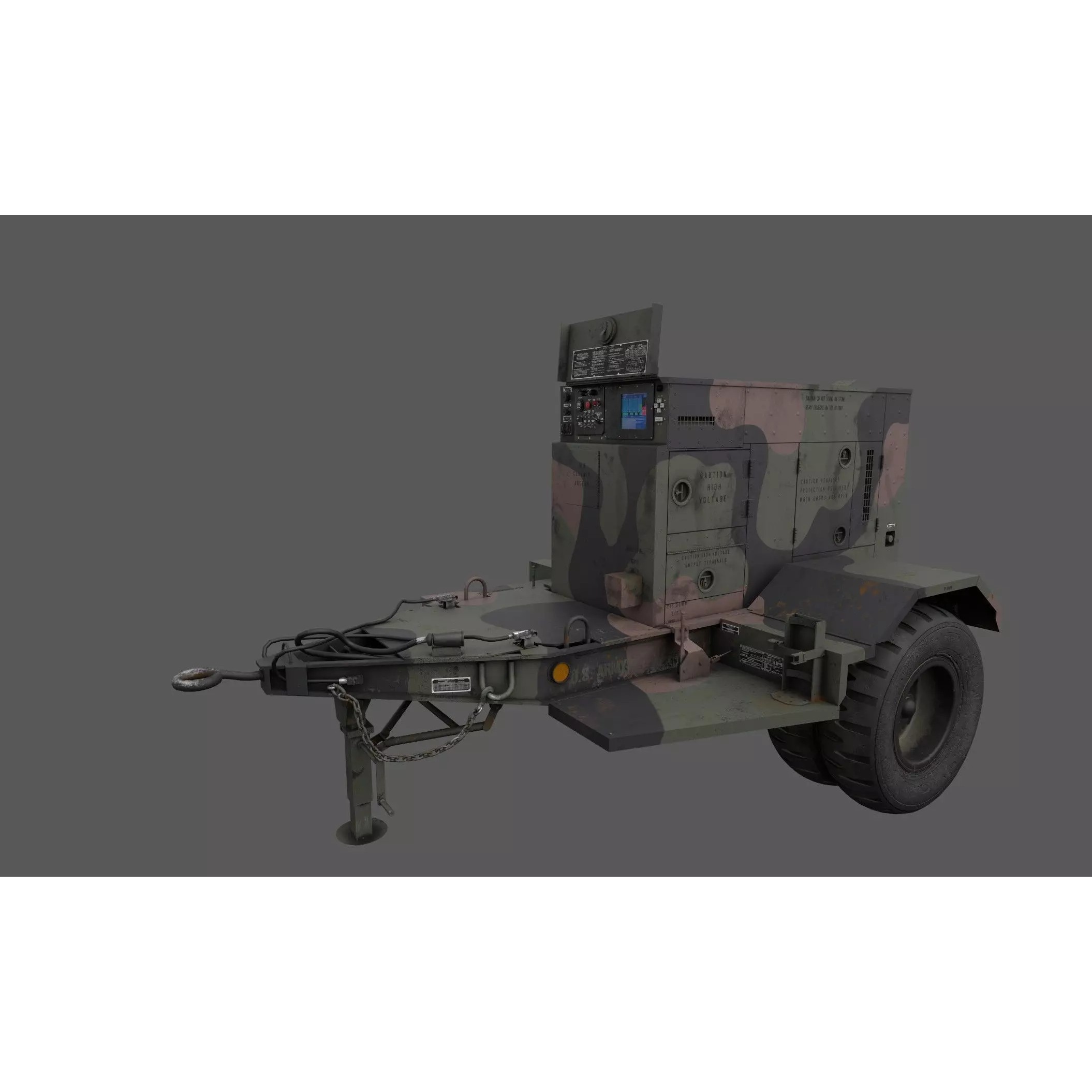 Power Generator Trailer MEP - Low-Poly Game-Ready 3D Model - View 2