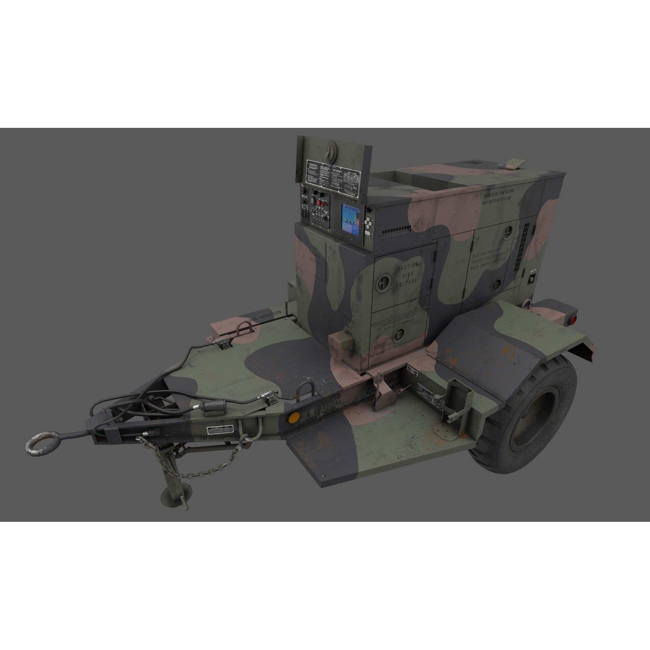 Power Generator Trailer MEP - Low-Poly Game-Ready 3D Model - View 4