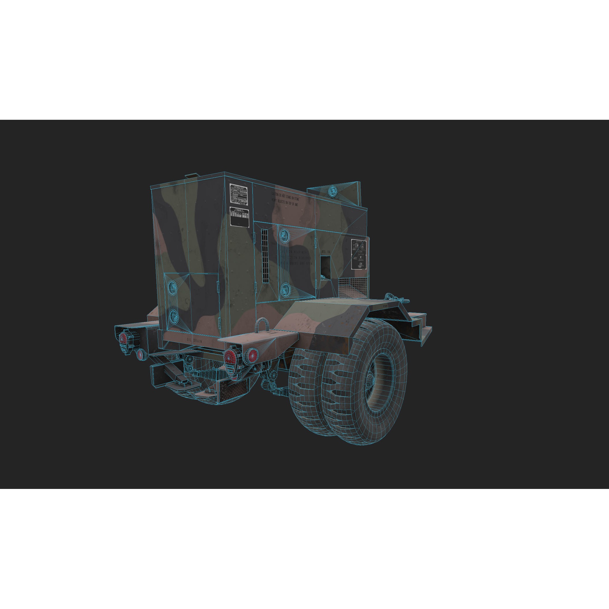 Power Generator Trailer MEP - Low-Poly Game-Ready 3D Model - View 8