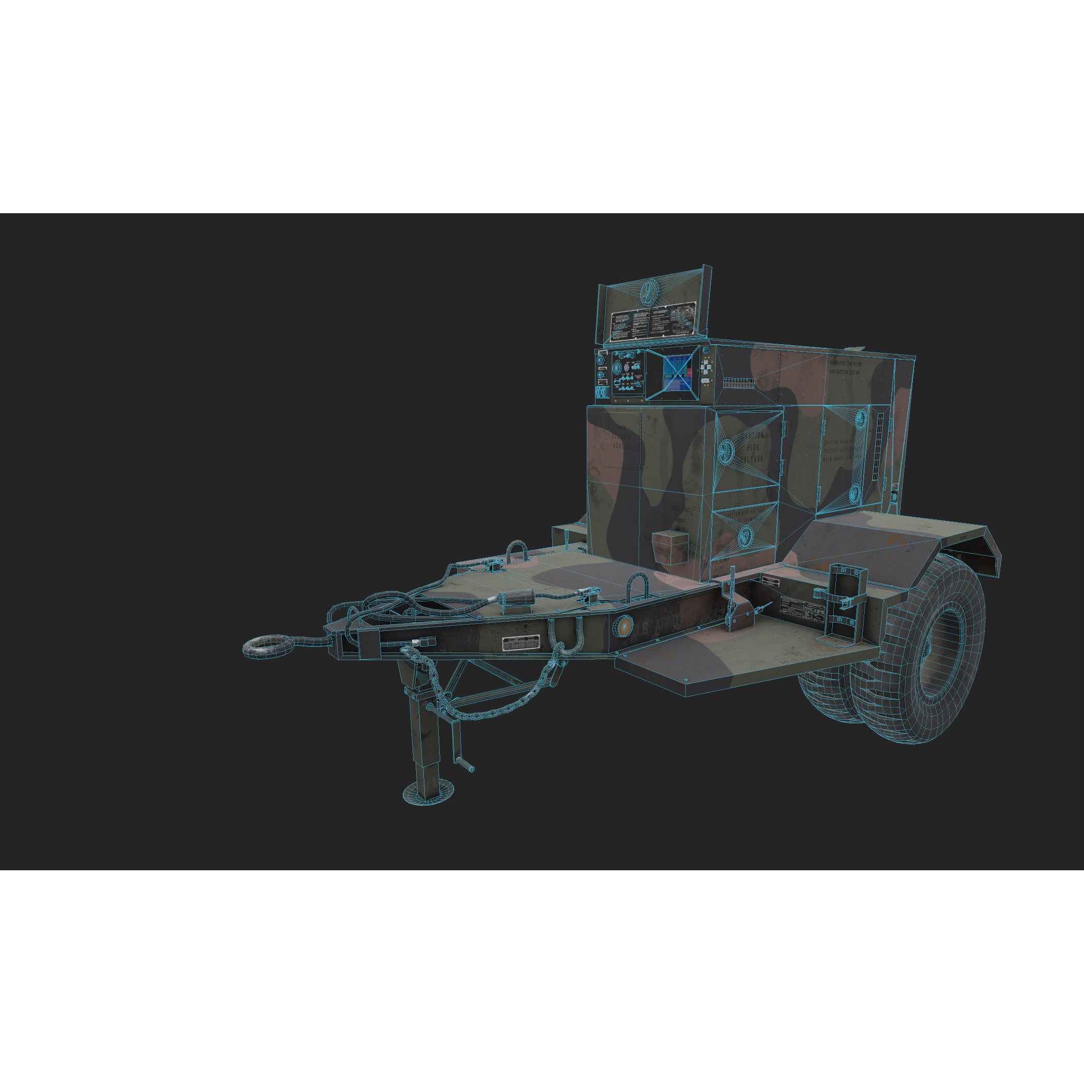Power Generator Trailer MEP - Low-Poly Game-Ready 3D Model - View 9