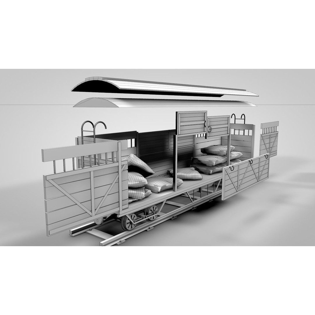 Wild West Farming Wagon 3D Model – High Poly Game Asset, FBX - View 14