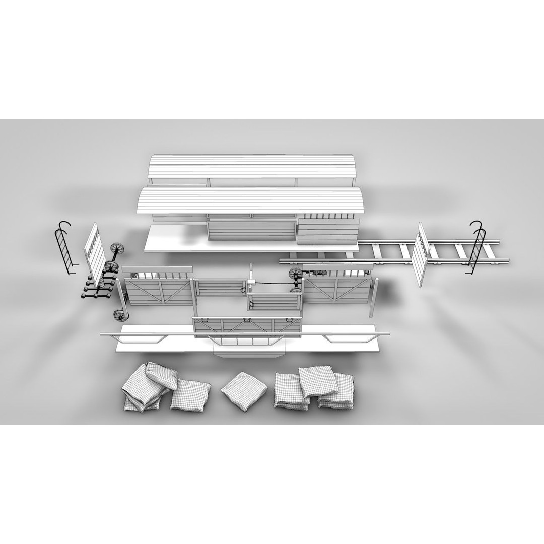 Wild West Farming Wagon 3D Model – High Poly Game Asset, FBX - View 16