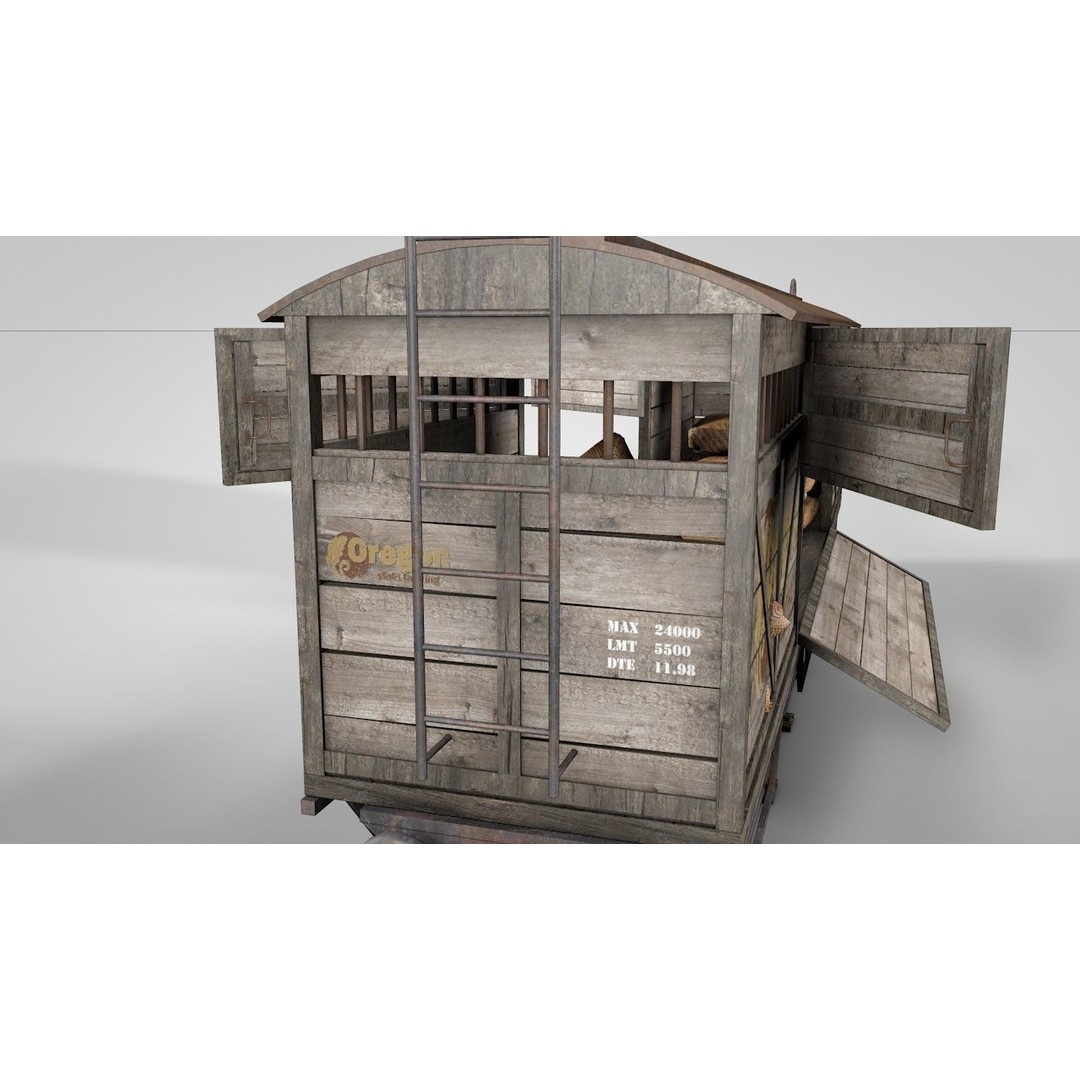 Wild West Farming Wagon 3D Model – High Poly Game Asset, FBX - View 7